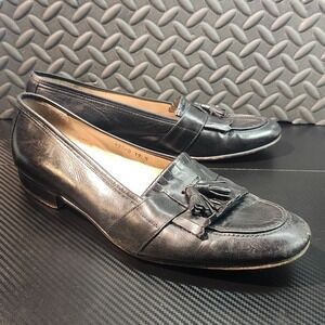 Alfani Black Leather Braided Tassel Slip On Loafers Size 12M Made In Italy